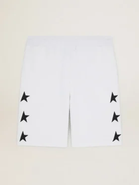 Bermudas blancas de estilo vintage para hombre con estrellas negras en contraste