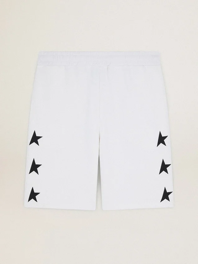 Bermudas blancas de estilo vintage para hombre con estrellas negras en contraste