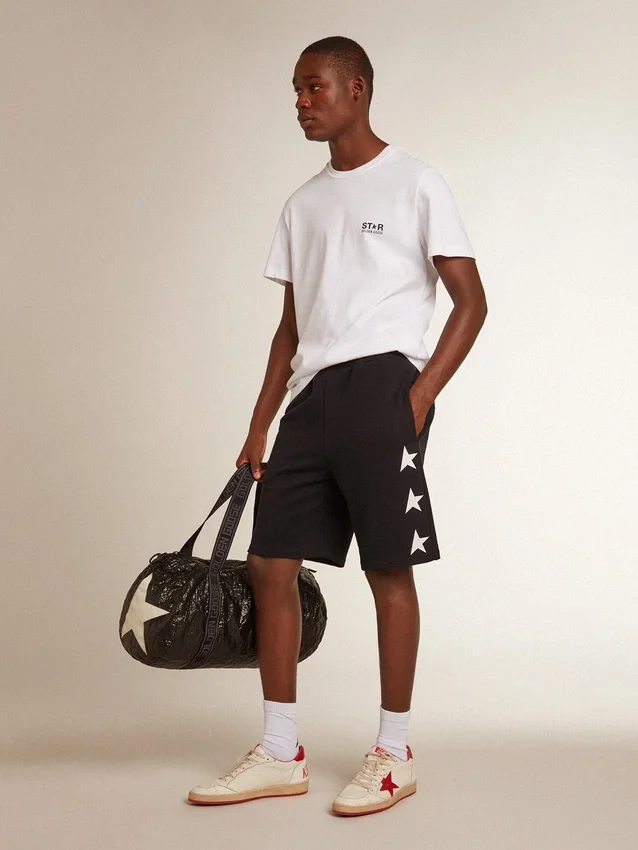 Bermudas negras para hombre con estrellas blancas