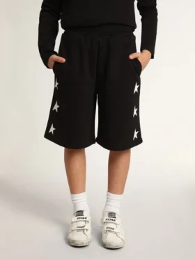 Bermudas negras para niños con estrellas blancas