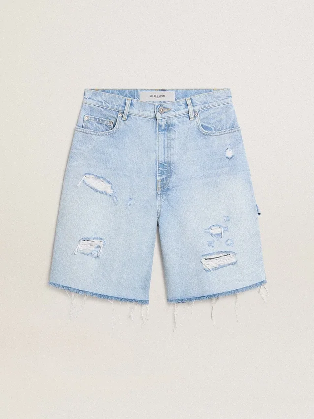 Bermudas para mujer en denim con efecto desgastado