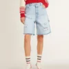 Bermudas para mujer en denim con efecto desgastado