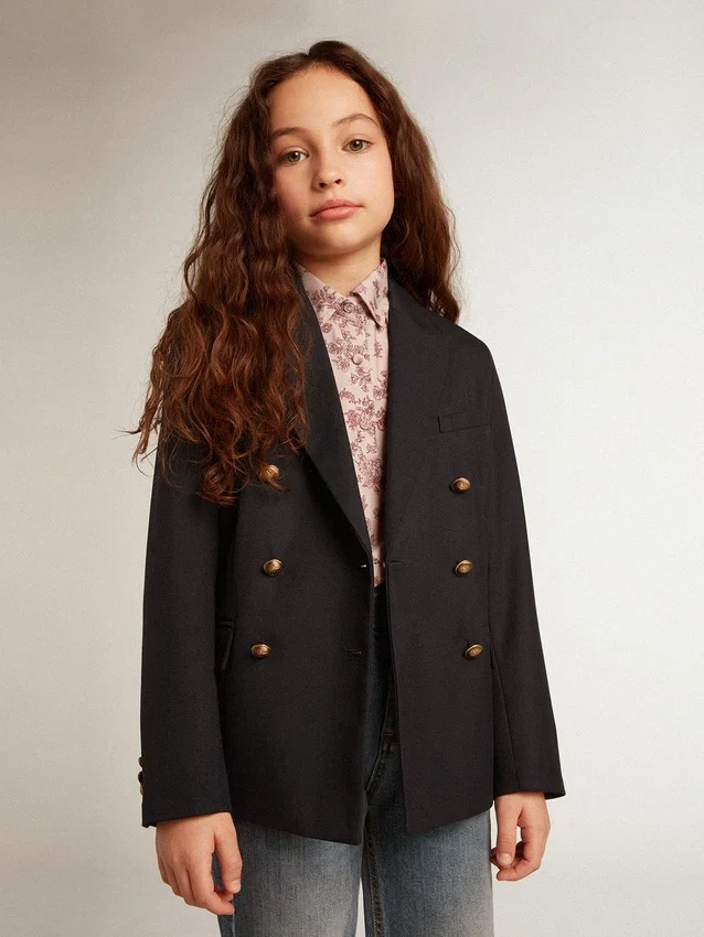 Blazer azul oscuro de doble botonadura para niños