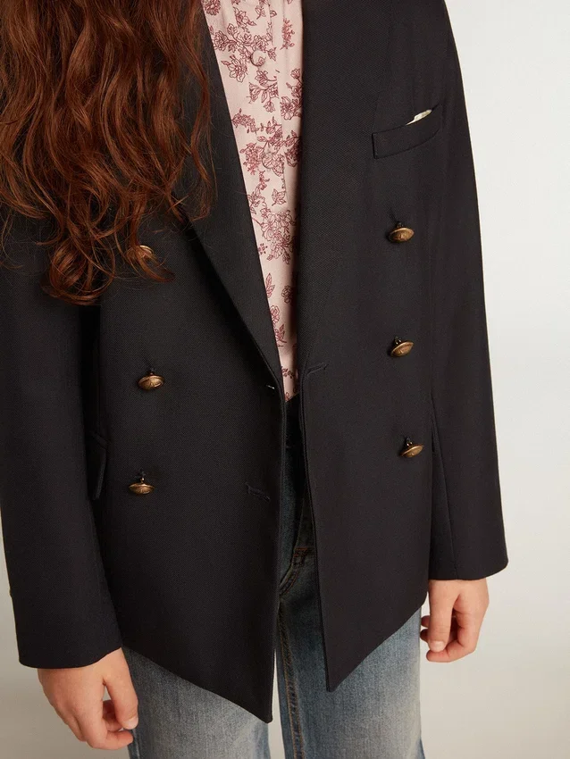 Blazer azul oscuro de doble botonadura para niños