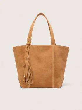 Bolso 24/7 East West en gamuza color camel con flecos