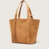 Bolso 24/7 East West en gamuza color camel con flecos