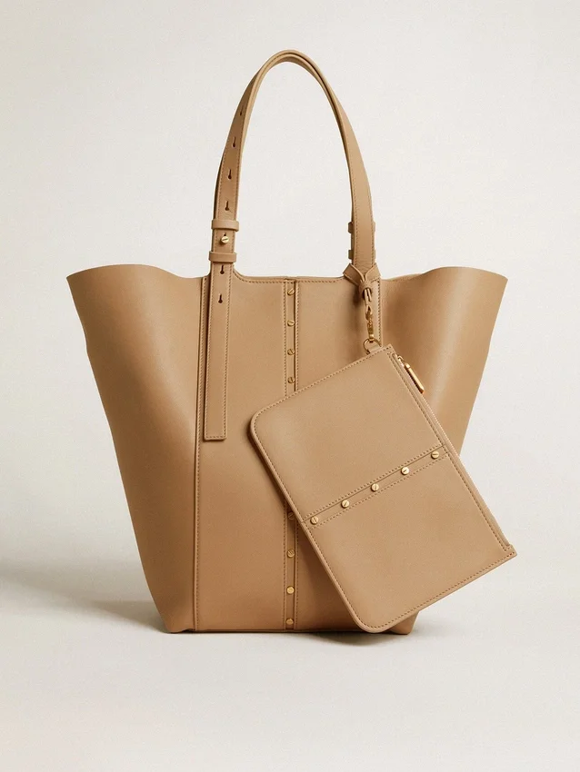 Bolso 24/7 North South en cuero color capuchino con asas ajustables
