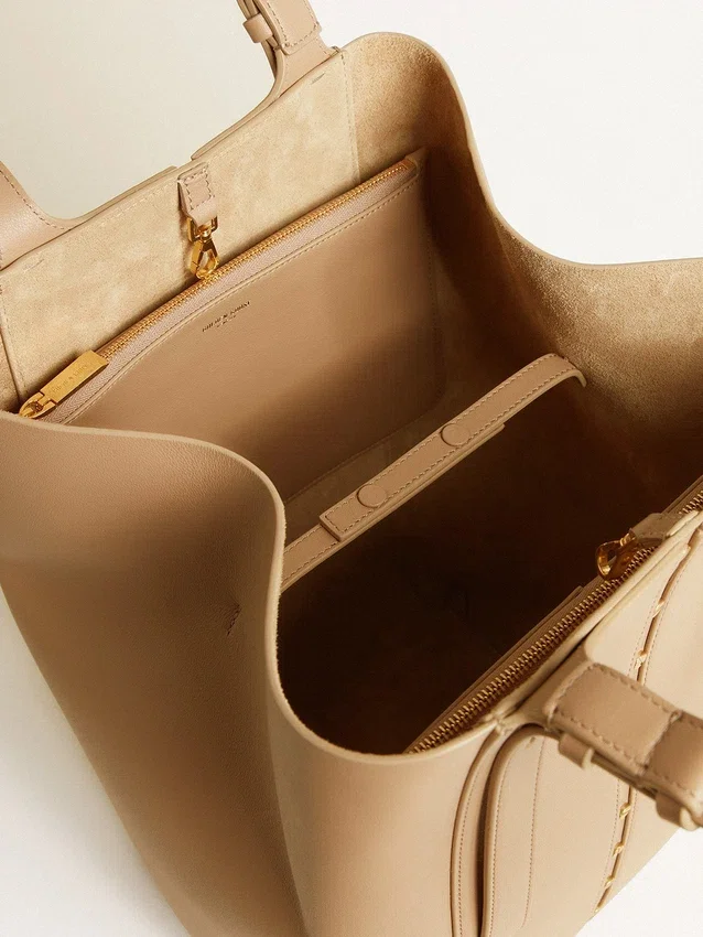 Bolso 24/7 North South en cuero color capuchino con asas ajustables