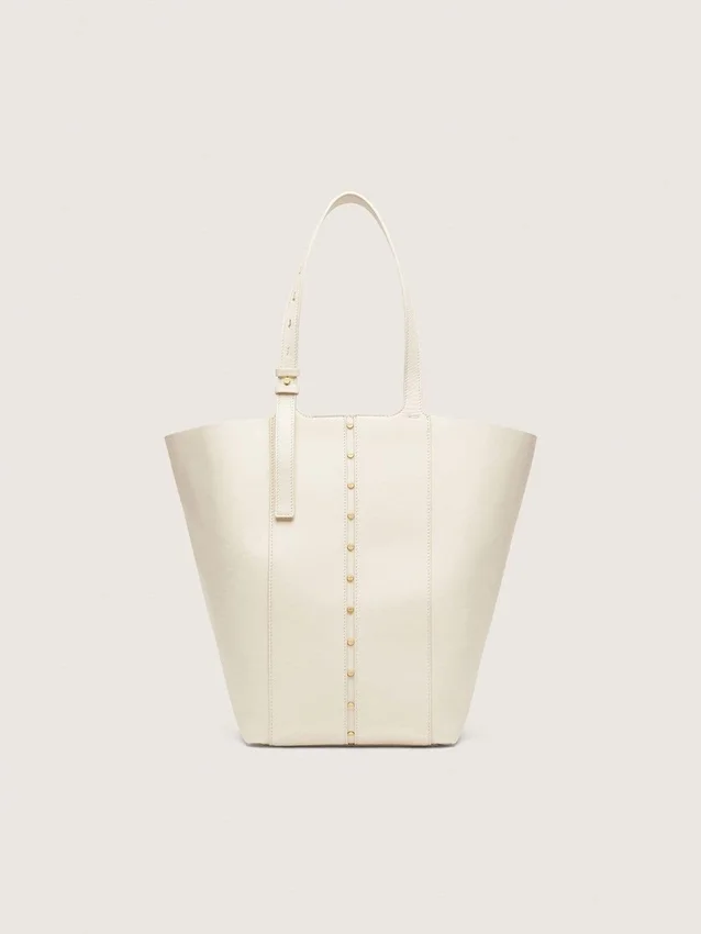 Bolso 24/7 North South en cuero color mantequilla con asas ajustables
