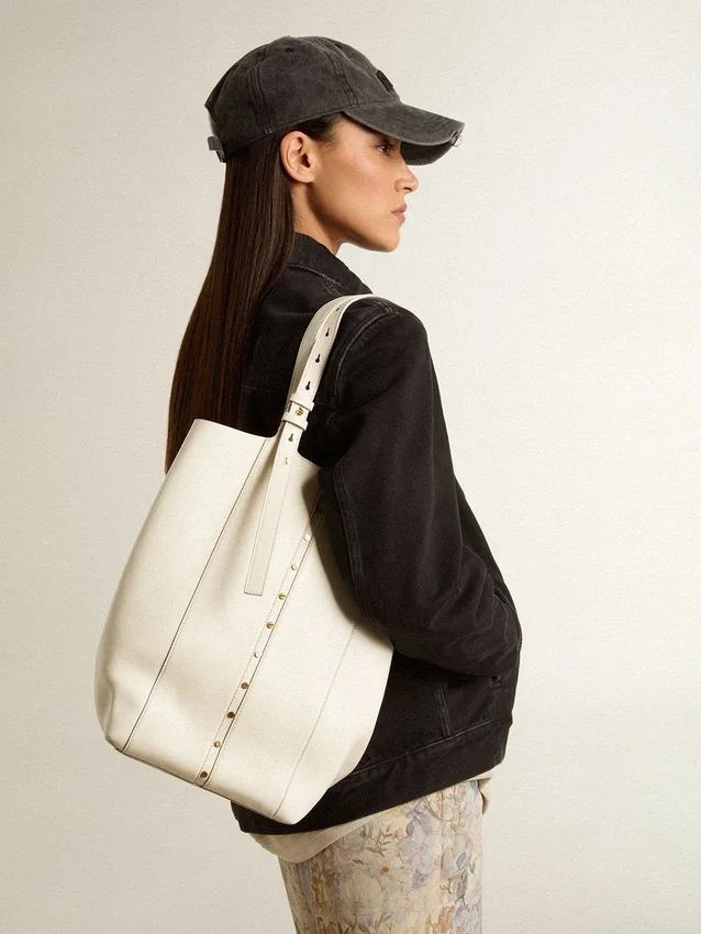 Bolso 24/7 North South en cuero color mantequilla con asas ajustables