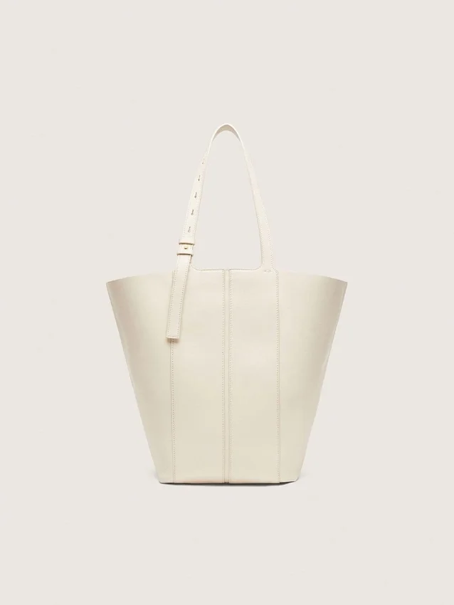 Bolso 24/7 North South en cuero color mantequilla con asas ajustables