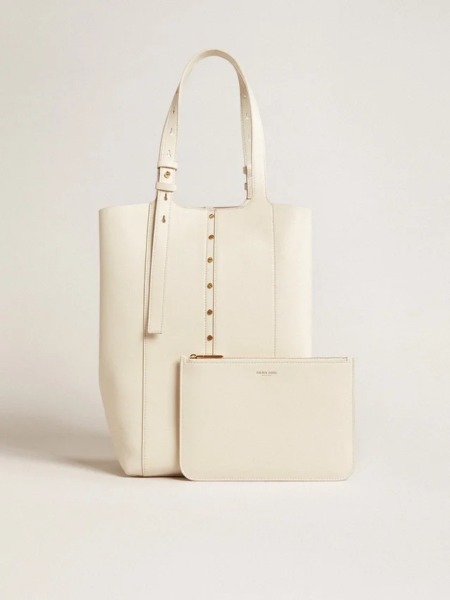 Bolso 24/7 North South en cuero color mantequilla con asas ajustables