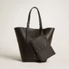 Bolso 24/7 North South en cuero negro con asas ajustables