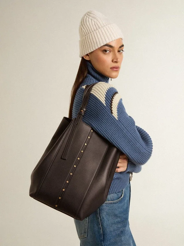 Bolso 24/7 North South en cuero negro con asas ajustables