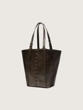 Bolso 24/7 North South en cuero negro envejecido con asas ajustables