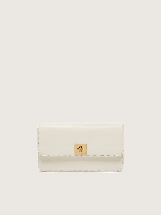 Bolso Gioia en cuero repujado color mantequilla con detalles dorados