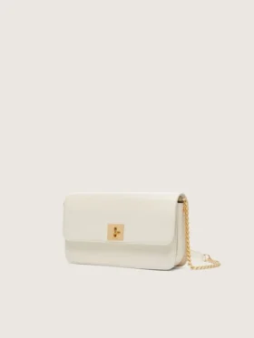 Bolso Gioia en cuero repujado color mantequilla con detalles dorados