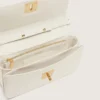 Bolso Gioia en cuero repujado color mantequilla con detalles dorados