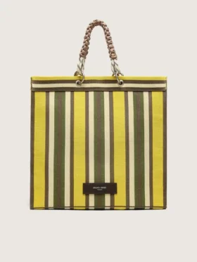 Bolso Spiaggina a rayas en amarillo, verde y marrón