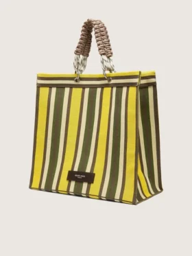 Bolso Spiaggina a rayas en amarillo, verde y marrón