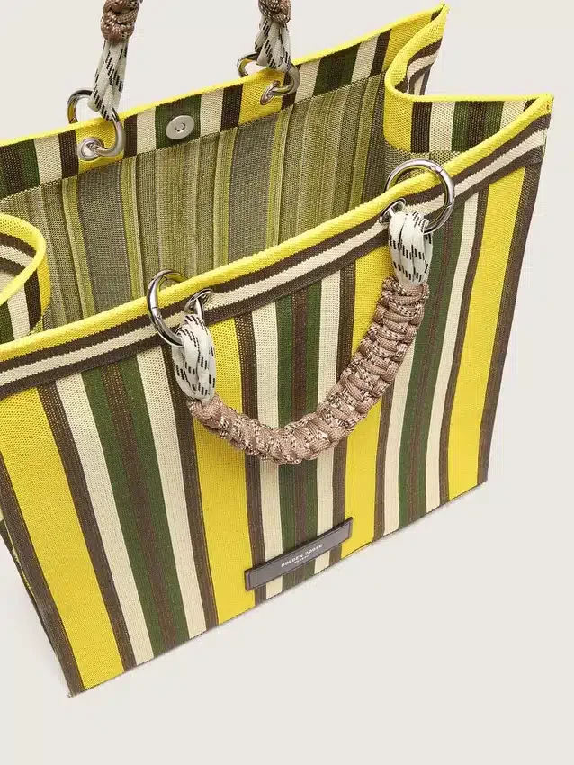 Bolso Spiaggina a rayas en amarillo, verde y marrón