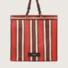 Bolso Spiaggina a rayas en rojo, crema y burdeos