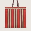 Bolso Spiaggina a rayas en rojo, crema y burdeos