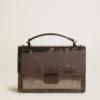 Bolso Venezia en cuero metalizado gris antracita con detalles en negro