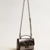 Bolso Venezia en cuero metalizado gris antracita con detalles en negro