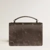Bolso Venezia en cuero metalizado gris antracita con detalles en negro