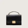 Bolso Venezia en cuero negro con detalles dorados