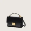 Bolso Venezia en cuero negro con detalles dorados