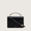 Bolso Venezia en cuero negro con detalles dorados