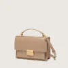 Bolso Venezia en piel beige con detalles dorados