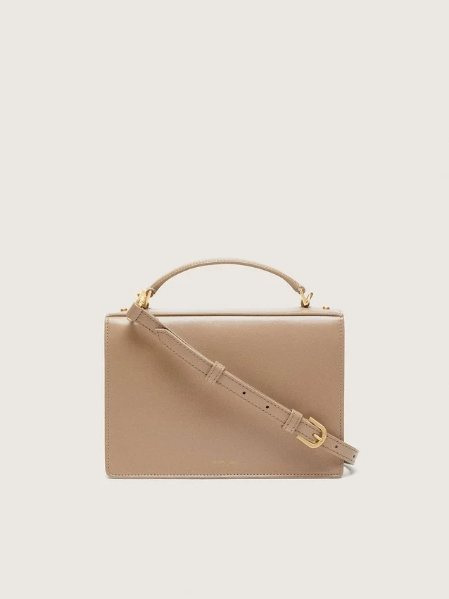 Bolso Venezia en piel beige con detalles dorados