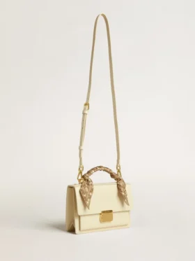 Bolso Venezia en piel de color mantequilla con pañuelo de seda