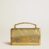 Bolso Venezia pequeño en cuero dorado metalizado con detalles dorados
