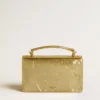 Bolso Venezia pequeño en cuero dorado metalizado con detalles dorados