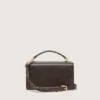 Bolso Venezia pequeño en cuero marrón oscuro con hebilla dorada