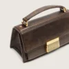Bolso Venezia pequeño en cuero marrón oscuro con hebilla dorada