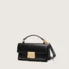 Bolso Venezia pequeño en cuero negro con detalles dorados