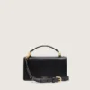 Bolso Venezia pequeño en cuero negro con detalles dorados