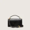 Bolso Venezia pequeño en cuero negro envejecido con detalles dorados