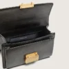 Bolso Venezia pequeño en cuero negro envejecido con detalles dorados