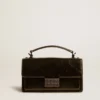 Bolso Venezia pequeño en cuero negro metalizado con detalles en negro