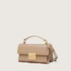 Bolso Venezia pequeño en piel beige con detalles dorados