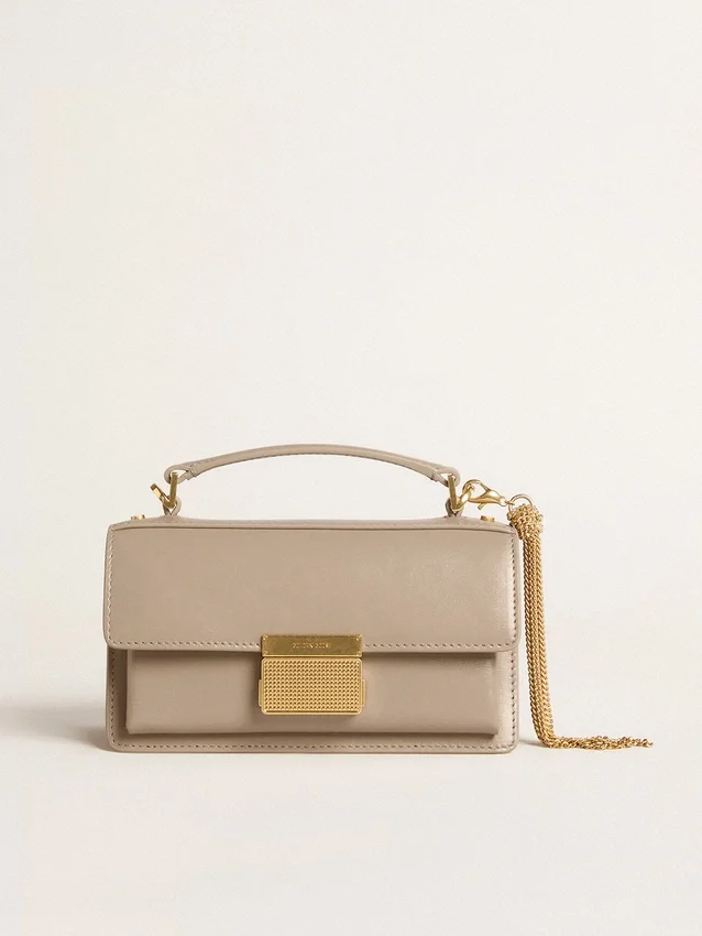 Bolso Venezia pequeño en piel beige con detalles dorados