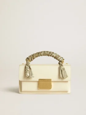 Bolso Venezia pequeño en piel con relieve color mantequilla y bufanda trenzada