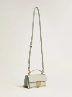 Bolso Venezia pequeño en piel repujada gris mineral con detalles dorados