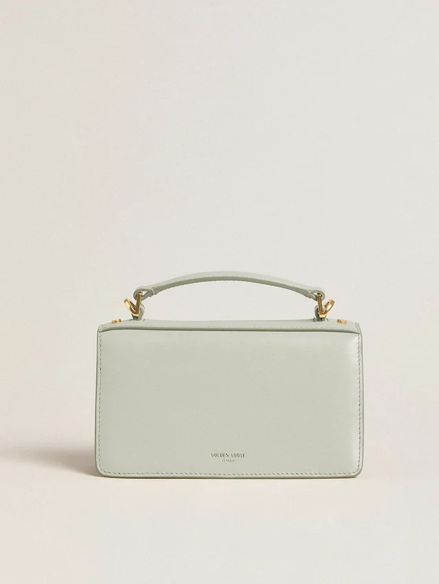Bolso Venezia pequeño en piel repujada gris mineral con detalles dorados